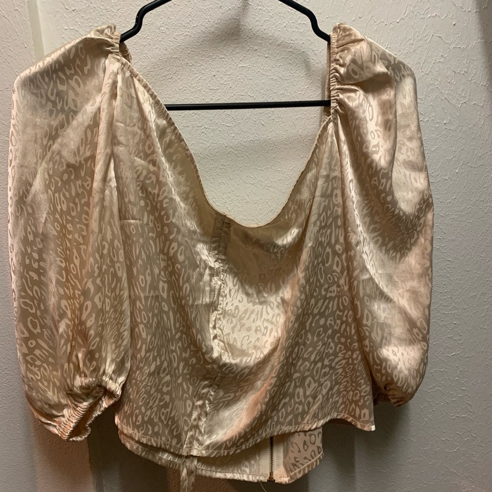 Forever21 Cheetah Silk Drawstring Blouse